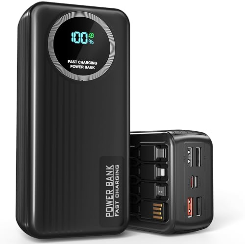 2025 56800mAh 65W Portable Charger Power Bank, External Battery Pack Phone Charger,10 Charging Port Battery bank With Smart LED Display, Newest skin feel streamline design