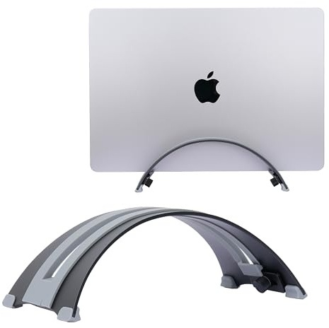Psitek ARC Einstellbar Vertikal Laptop Ständer - 6061 Aluminium, CNC-Präzision, Eloxierte Oberfläche, Passend für alle Laptops inklusive 17 Zoll, Belüftetes Design, rutschfeste Silikonpads