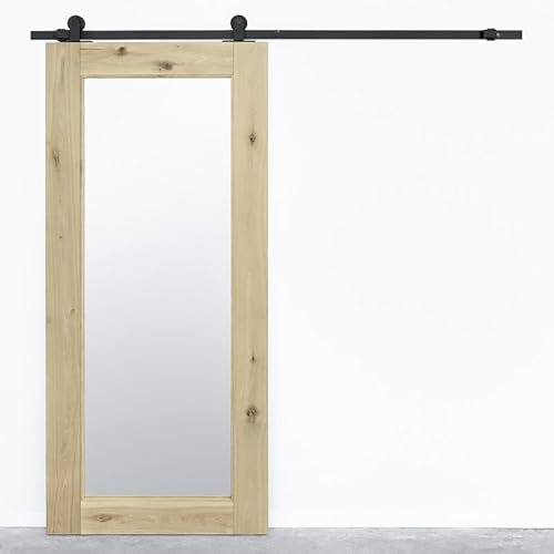 SEART Holzschiebetür in Eiche Mirror (roh), Tür mit Spiegel 90x210 cm