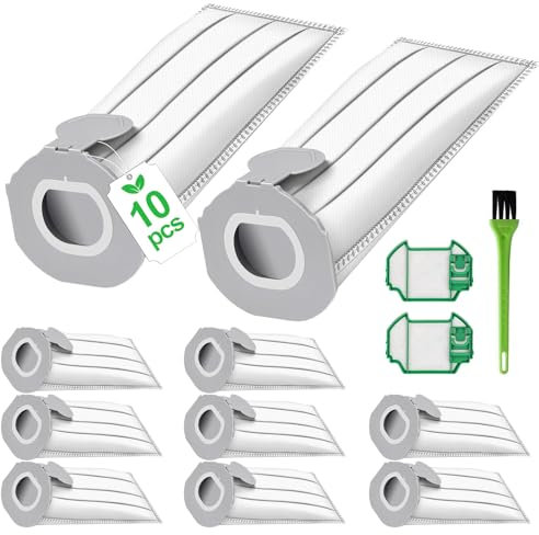 10 Sacchetti per Aspirapolvere Accessori per Vorwerk Folletto VK7 FP7, 10 Pezzi Sacchetto Filtri di Ricambio e 2 Pezzi Filtro per Vorwerk VK7 Senza Fili Aspirapolvere