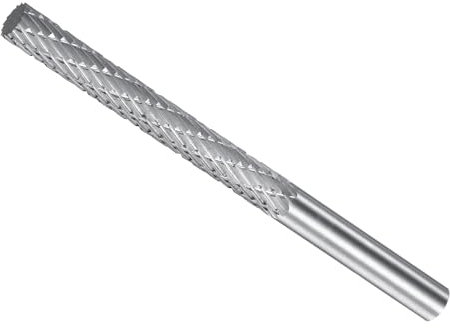 CoCud Tungsten Carbide Rotary Burrs File, 6mm Shank 6mm Dia, Double Cut Cylinder Shape Rotary Burrs Tool - (Applications: for Metal Carving)