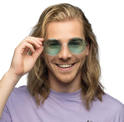 Boland - XL Hippie Partybrille, Brille für Erwachsene, Spaßbrille, Festival, Karneval, Fasching, Mottoparty