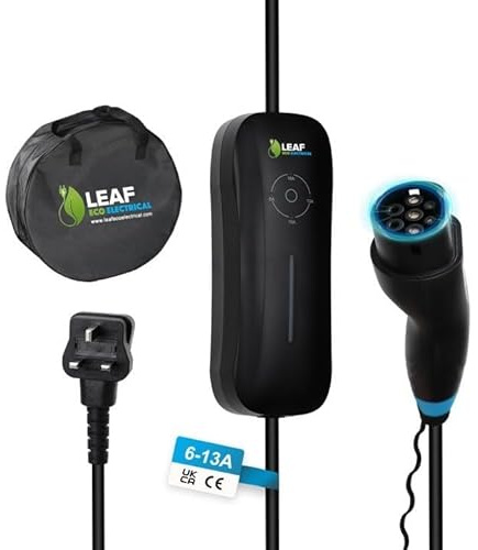 3kW Portable EV Charger | Portable EV Charger | Electric Vehicle Charger | Type 2 | 3kW | Portable Charging | UK 3-Pin Socket | Portable | Black | 15x15x3.5cm