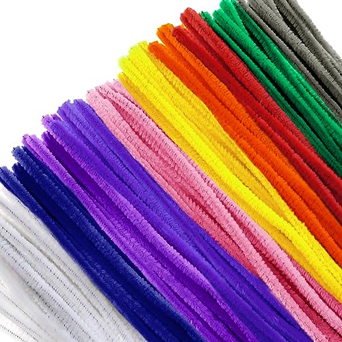 TOAOB 200 Piezas Línea Chenilla Limpiapipas 10 Colores Oscuros de 30 cm de Largo y 6 mm de Ancho para Manualidades y Decoración
