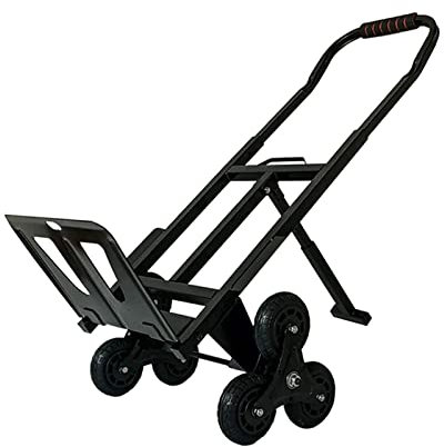 XCHSXYL Handkarren 6-Rad-Treppensteigerwagen, Hochleistungs-Stahlhandkarren, zusammenklappbares tragbares Transportfahrzeug mit Stützstange, Gartenwagen-Gepäckeinkaufswagen, Tragkraft 150 kg
