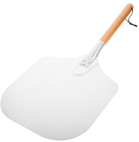 PHENOFICE Pizzaschaufel Aus Holz Und Aluminiumlegierung Mit Rutschfestem Griff Für Pizza Kuchen Und Torten Im Backofen Für Familie Und Restaurant