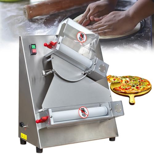 GESAIDES Pizza Dough Roller Sheeter Max 300mm Automatic Commercial Dough Roller Machine Stainless Steel Pizza Dough Roller 370W Dough Sheeter Machine for Home and Pizza Bread Shops