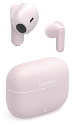 Hama TWS Bluetooth Kopfhörer kabellos Freedom Light II, Mikrofon, 20h | Earbuds rosa, Bluetooth 5.3, Wireless, In-Ear telefonieren, Touch Control, Sprachsteuerung, 20h Spielzeit, Ladebox USB-C