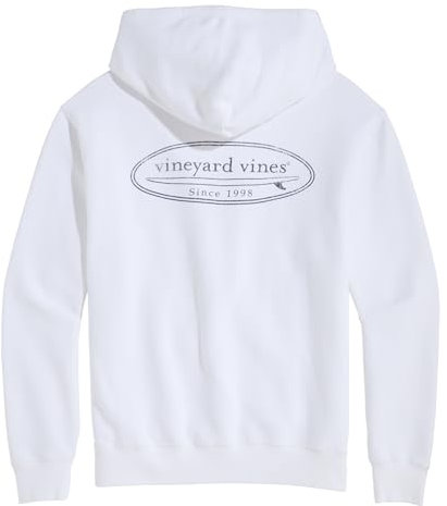 vineyard vines Men's Surfboard French Terry Hoodie, White Cap, XS