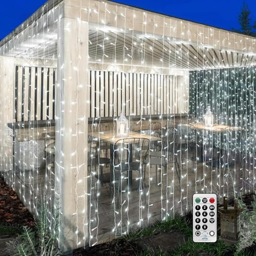 THKFUL 6 x 2M 320LED Christmas Net Lights Outdoor for Bushes,Large Mesh Net Fairy Light Outside Solar Garden Fence Lights Waterproof with Remote,Timer, 8 Modes,for Xmas Balocny Curtain Window