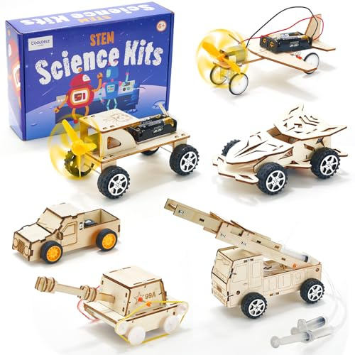 Cooldele 6 en 1 Expériences STEM en Bois pour Enfants de 8 9 10 11 12 13 14, Construction DIY en Bois pour Voiture et Avion, kit d'expérimentation, Jouets pour Enfants, Cadeaux pour garçons de 8-14