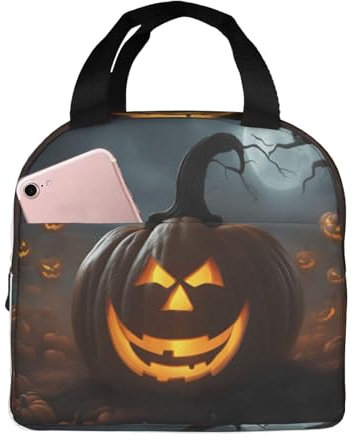 XTYGETY Lonchera reutilizable con estampado de calabaza fantasma de Halloween, bolsa de almuerzo aislada para el trabajo y aventuras al aire libre
