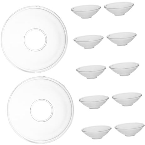 Vaguelly 12pcs Candle Drip Protectors Glass Wax Catcher Rings Fluted Holder Plates Decorative Drip Catchers for Home