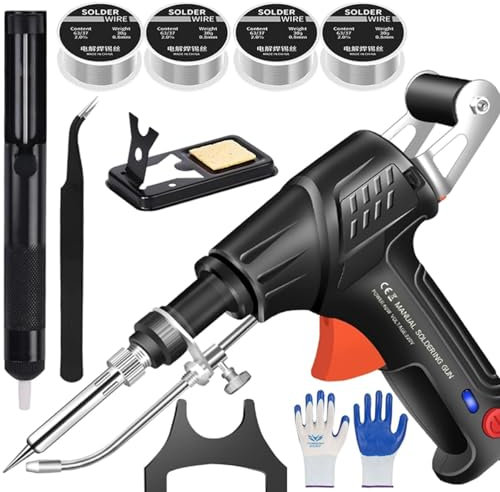 Ayyecoeeye Welder 3-in-1-Handlötwerkzeug, Lötwerkzeug in Industriequalität mit Innenheizung zum Löten ultrafeiner Werkzeuge, wird mit 5 Rollen Ersatz-Zinndraht geliefert (Schwarz)