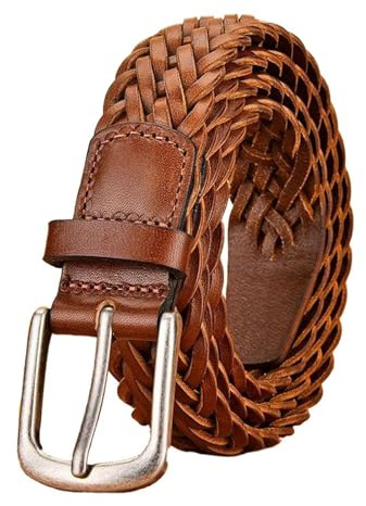 Poyuad 100 cm 105 cm 110 cm 115 cm 120 cm Cinturón de cuero para hombres Trenzado Casual Hebilla Capa Hueco Diseño de moda tejido a mano,3x100cm