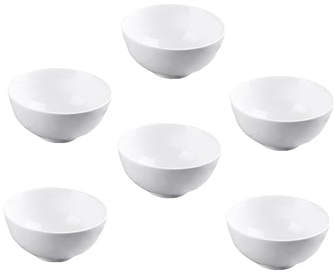 iplusmile 6Pièces Lot de Bols Porcelaine Blanche pour Riz Bols Isolants de Vaisselle pour Restaurant et Maison Résistants et