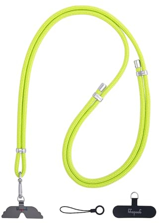 GOODAYY Phone Lanyard, Adjustable Phone Strap Crossbody with Ultra Thin Metal and Nylon Patch, Universal Phone Lanyard for Neck Wrist Phone Accessories Anti Theft (Diametre 7mm) (Neon Green)