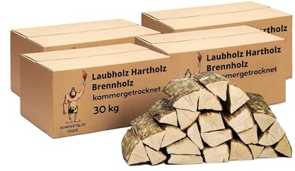 Neandertaler Feuer 120 kg Brennholz Feuerholz - Grillholz 25 cm Holz für Feuerschale Grill Pizzaofen Smoker Lagerfeuer | Räucherholz Hartholz Woodfire Dekoholz Kaminholz Laubholz