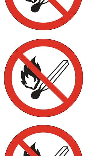 12 Stück Feuer verboten Aufkleber - Keine Funken Hochentzündlich Sticker Ø 10cm - Warnzeichen Gebotszeichen mit UV Schutz für Außen-und Innenbereich