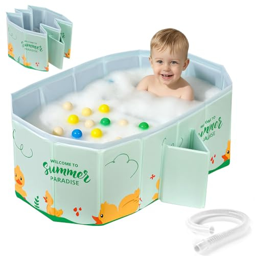 AUYAO Faltbare Badewanne Tragbare Säuglings Badewanne Baby | Ablassschraube Integrierte Tragbare Reise Faltbare Babybadewanne Dusche Große Kleinkindbadewanne Tragbares Duschbecken
