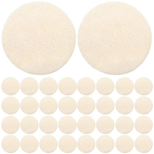 SEWACC 36 Stück Natürliche Luffa Gesichtspeeling Pads Rund 55X55cm Sanftes Peeling und Vielseitige Anwendung für Gesicht und Körper