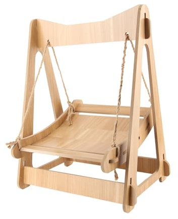 Hamaca con Columpio para Gatos, Cómoda y Duradera, Tabla de Madera Suave, Cama para Mascotas para Gatos y Perros Pequeños para Dormir Jugar, Gris, 38 X 29 X 50 Cm