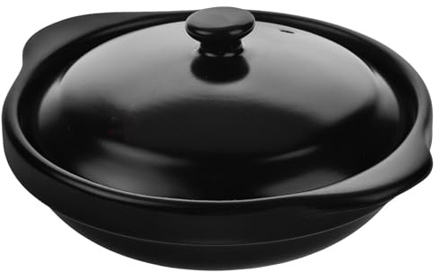 GOOHOCHY Olla de Cerámica Japonesa para Cocinar con Mango Extraíble, Cazuela Casera Negra de Barro para Guisar en Casa o Restaurante con Transferencia de Calor Equilibrada