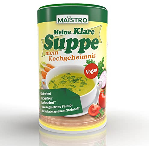 Brodo vegetale vegano e condimento, senza grilletto allergenico, senza grasso di palma, semplice, veloce e preparato deliziosamente. Zuppa di verdure 900 g / 45 litri con salgemma naturale