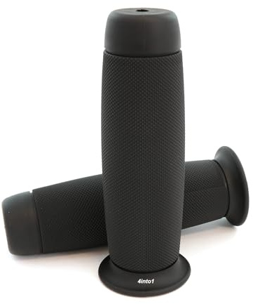 Rebel Motorcycle Grips - Black - 7/8 Bars - Cafe Racer Bobber Tracker Chopper