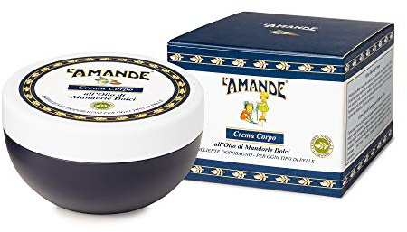 L'AMANDE - Creme Hydratante Corps avec Acide Hyaluronique Antioxydante Douce et Émolliente, Crème Parfumée Peau Sèche avec Huile Amande Douce Nourrissante - Soins pour le Corps, 200 ml - Made in Italy