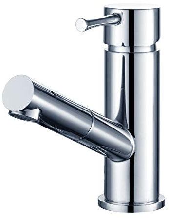 Küchenarmatur Niederdruck mit herausziehbarer Brause aus Metall, Spültischarmatur, Chrom, SP_NDBRCR1947