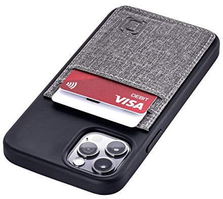 Dockem Handyhülle mit 2X Kartenfach für iPhone 12 und 12 Pro: TPU mit Canvas-Kunstleder - Schlanke Wallet Handytasche mit Integrierter Metallplatte für Magnet-Halterung (6.1 Luxe M2T M-Serie)