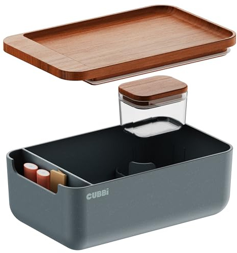 Cubbi - Airtight Box with Tray - Silicone Seals - 100% Air-Tight Storage Box with Accessories – Grey