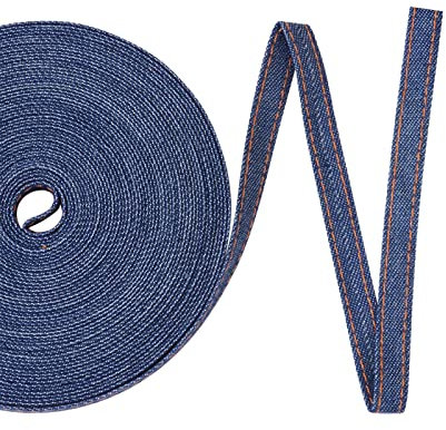Craftdady 10,9 Yard Stitch Denim Ribbon 1 cm Layering Jeans Stoff Schleifen Trim Retro Band zum Nähen Kleidung Haarspange DIY Handwerk, Marineblau