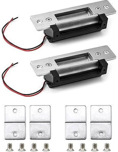 QWORK Elektrisches Türschloss 12 V DC, ausfallsicher/ausfallsicher, robustes Power-Tür-Crashschloss für Zugangskontrollsystem, 2 Stück
