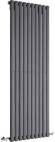 Manissa Anthracite Oval Tube Radiator 1800 x 800 Single Column Radiator | Vertical, Tall, Central Heating, Panel Radiator, 8914 BTU