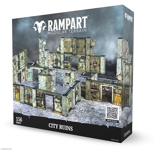 Archon Studio Rampart Modular Terrain: City Ruins Miniature Terrain Set – Unpainted Compatible with DND and Other Tabletop RPG Games