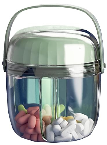 MURRI&MURRDI Organizador de pastillas con 4 compartimentos, pastillero de viaje pequeño y portátil, antimezcla y amplia apertura, soporte compacto para vitaminas, aceite de pescado y medicamentos (F