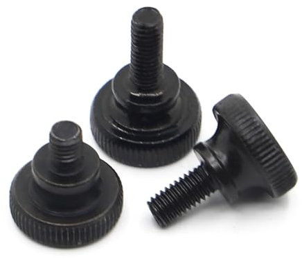 BUUV M3 M4 M5 M6 M8 M10 GB834 Schwarzer Stahl Rändel Hoher Stufenkopf Handfest Rändelschraube Vorhangfassade Glasverriegelung Rändelschraube einstellen(30mm,M10 1pc)