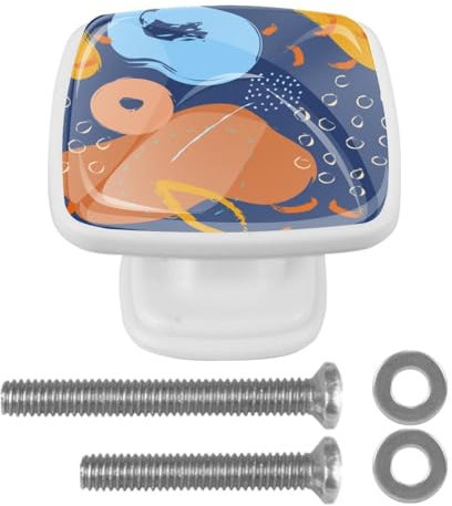 suojapuku Pomello quadrato per mobile, confezione da 4,modello artistico,Ferramenta per armadietti da cucina per maniglie per cassettiere e cassettiere