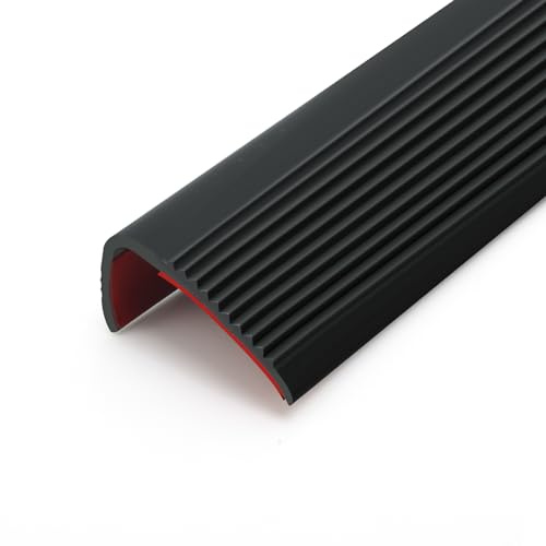 10 Meter Rutschfeste Treppenkante, Selbstklebender Vinyl-Kantenstreifen, Flexible PVC-Gummistufen-Kantenleiste (10m x 25 mm, schwarz)
