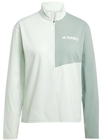 adidas Women's Terrex Multi Climacool Half Zip Long Sleeve, Linen Green, XS
