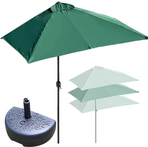 Parasol Balcon, Parasol de Jardin avec Base Incluse, Demi-Parasol Rectangulaire pour Balcon de Jardin avec Base, Protection Solaire Réglable En Hauteur, Protection Imperméable et UV(Color:Green)