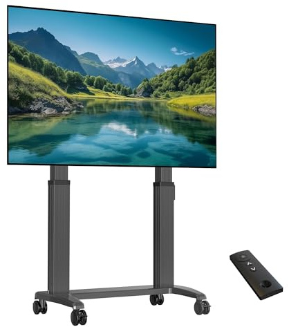 NB Ergonomic Heavy Duty TV Ständer Rollbar für Unter 100 Zoll Fernseher, Höhenverstellbar Ultrabreit Bildschirmständer TV Cart Belastung Max 136 kg VESA 200 x 200-1000 x 600 mm