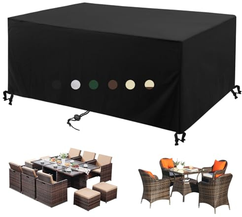 Abdeckung für Gartenmöbel, Wasserdichte Schutzhülle Anti-UV 420D Oxford Gewebe Abdeckhauben Möbelsets für Gartentische Terrassenmöbel-Black|| 60x60x60cm/24x24x24in