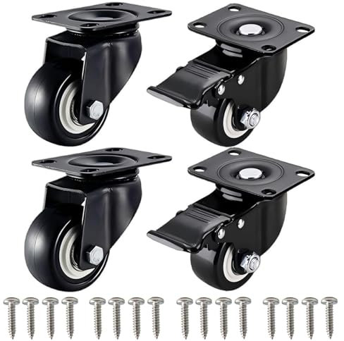 CYILIUEN 240 KG Portante Ruote per Carrello 304 Acciaio Inossidabile M6 Vite 40mm Rotelle per Spostare Mobili(2 Freni-2 Ruotare)