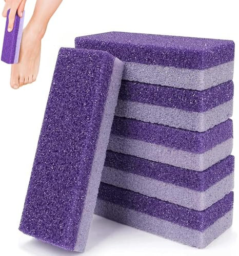 Foot Pumice Stone, 6 PCS Double Sided Foot Scrub, Foot Scrubber Pumice Pads, Natural Pumice Pedicure Exfoliator Tool for Feet Hard Skin Callus Remover and Scrubber(Purple)
