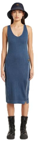 G-Star Vestido Informal para Mujer con Cremallera asimétrica, Azul Mid Blue GD D26593-e040-h362, XS