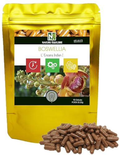 NAKURU | Boswellia | Gamme Équilibre | Fabriqué en France | L'Encens Indien ! (90 Gélules de 358mg / Poids Net: 32,22g)