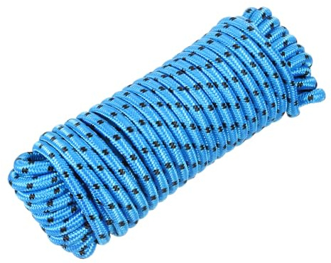 Rebower 3/8 59ft Diamond Braided Ropes Blue Nylon Rope Polypropylene Flag Pole Cord Utility String,[for Camping and Hiking, Indoor and Outdoor Use]